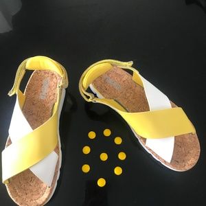 Camper sandals yellow and white